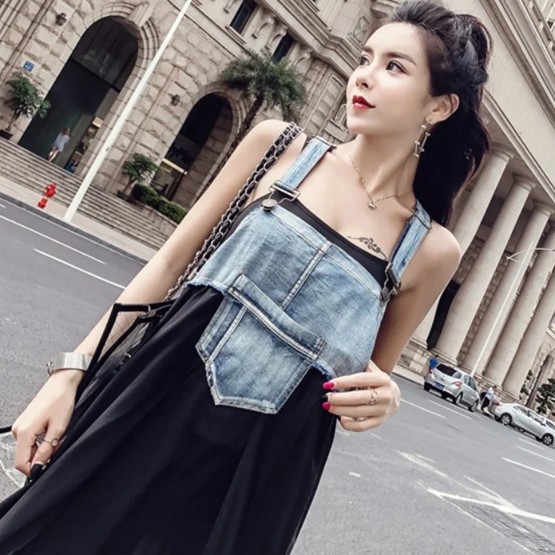 Denim Dresses Summer 2020 Fashion Women Sundress Patchwork Sleeveless Suspender Dress Irregular Korean Chic Vestidos AA5405
Denim Dresses Summer 2020 Fashion Women Sundress Patchwork Sleeveless Suspender Dress Irregular Korean Chic Vestidos AA5405