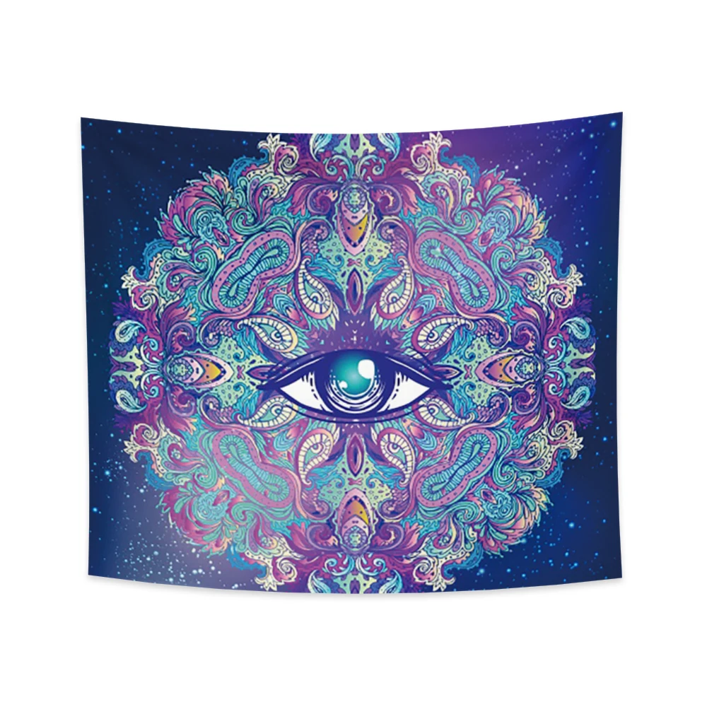 

Laeacco Fashion Tapestry Dreamy Mandala Flowers Face Eyes Psychedelic Wall Hangings Decor for Living Room Bedroom Dorm Festival