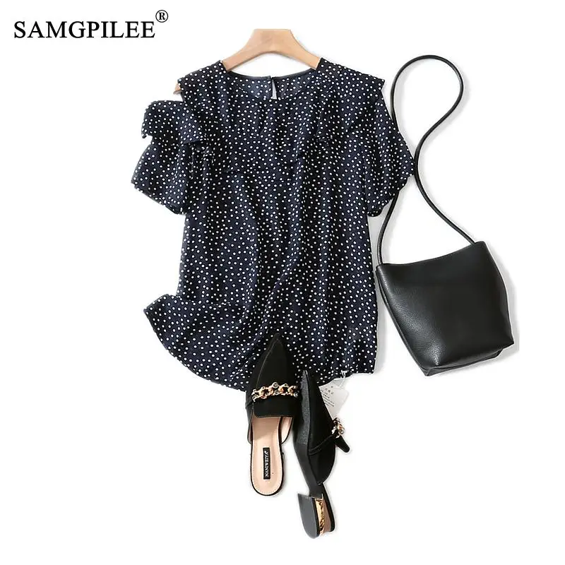 Blouses Women Fashion 2021 Summer Office Lady Korean Fashion Clothing Chiffon Short Sleeve Ruffles Polka Dot Female Blouses 3XL
Blouses Women Fashion 2021 Summer Office Lady Korean Fashion Clothing Chiffon Short Sleeve Ruffles Polka Dot Female Blouses 3XL