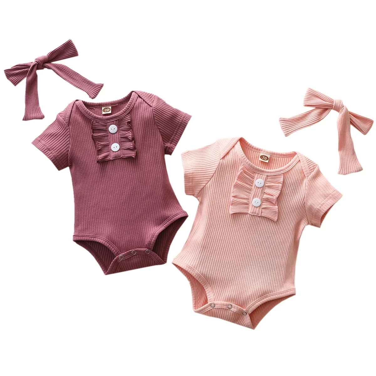 2021 Fashion 0-24M Infant Newborn Baby Girls Solid Ribbed Jumpsuits Short Sleeve Ruffled Neck Playsuits Headband
2021 Fashion 0-24M Infant Newborn Baby Girls Solid Ribbed Jumpsuits Short Sleeve Ruffled Neck Playsuits Headband