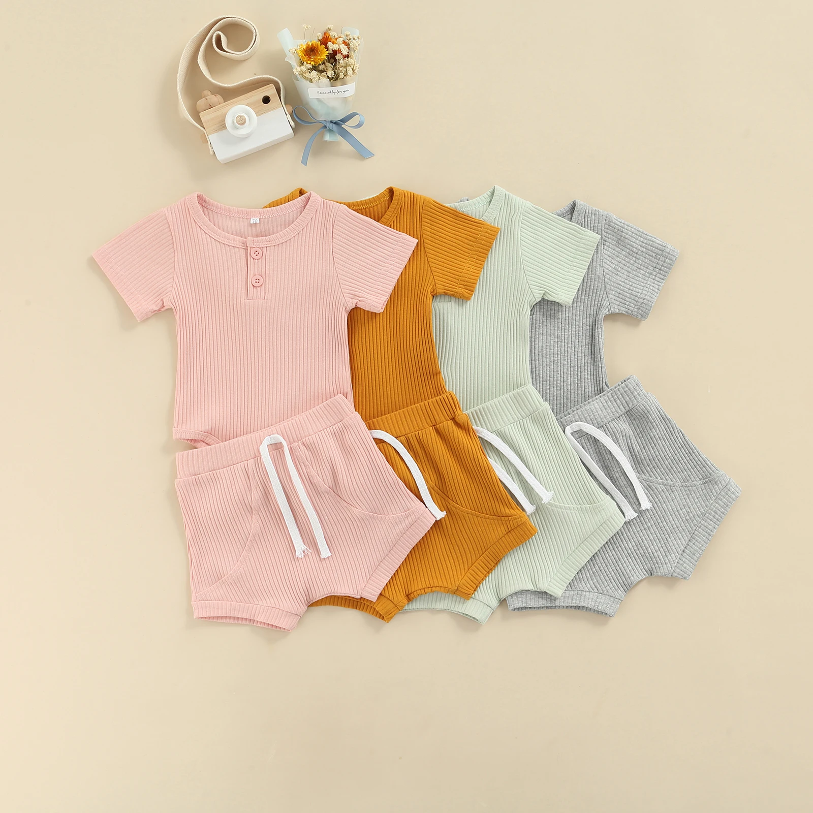Kids Baby Girls Clothing Solid Color Casual Set Short Sleeve Crew Neck Bodysuit with Drawstring Elastic Waist Shorts for Toddler
Kids Baby Girls Clothing Solid Color Casual Set Short Sleeve Crew Neck Bodysuit with Drawstring Elastic Waist Shorts for Toddler