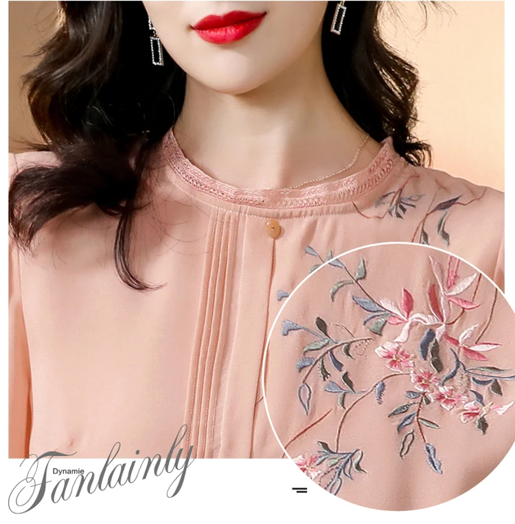 Loose Women's Blouse Summer Top Casual Shirts Pure Color Embroidery Fashion Blouses The New Chiffon Tops 3/4 Sleeve Shirt 10005
Loose Women's Blouse Summer Top Casual Shirts Pure Color Embroidery Fashion Blouses The New Chiffon Tops 3/4 Sleeve Shirt 10005