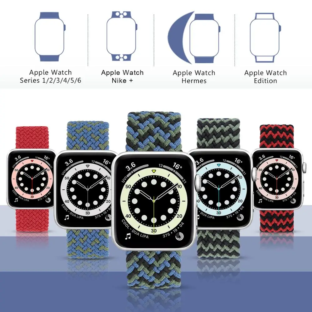 Braided Solo Loop Strap for Apple Watch 6 5 4 SE 44mm 40mm Nylon Straps for IWatch Serie 6 5 4 38mm 42mm Bracelet Bands In Stock 
Braided Solo Loop Strap for Apple Watch 6 5 4 SE 44mm 40mm Nylon Straps for IWatch Serie 6 5 4 38mm 42mm Bracelet Bands In Stock