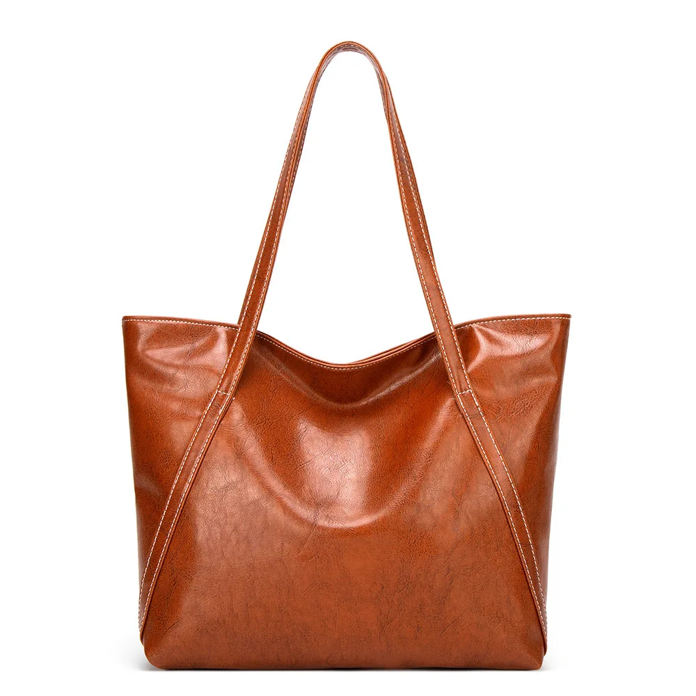 Women's Bag 2021 Fashion PU Leather Solid Color Retro Handbag Oil Wax Leather Big Bag Shopping Bag Large Capacity Shoulder Bag
Women's Bag 2021 Fashion PU Leather Solid Color Retro Handbag Oil Wax Leather Big Bag Shopping Bag Large Capacity Shoulder Bag