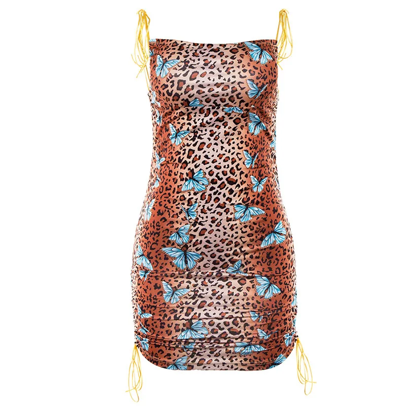 2020 Summer Leopard Butterfly Print Mini Dress Women Sexy Backless Bandage Bodycon Party Dress Pleated Stretch Short Club Dress
2020 Summer Leopard Butterfly Print Mini Dress Women Sexy Backless Bandage Bodycon Party Dress Pleated Stretch Short Club Dress