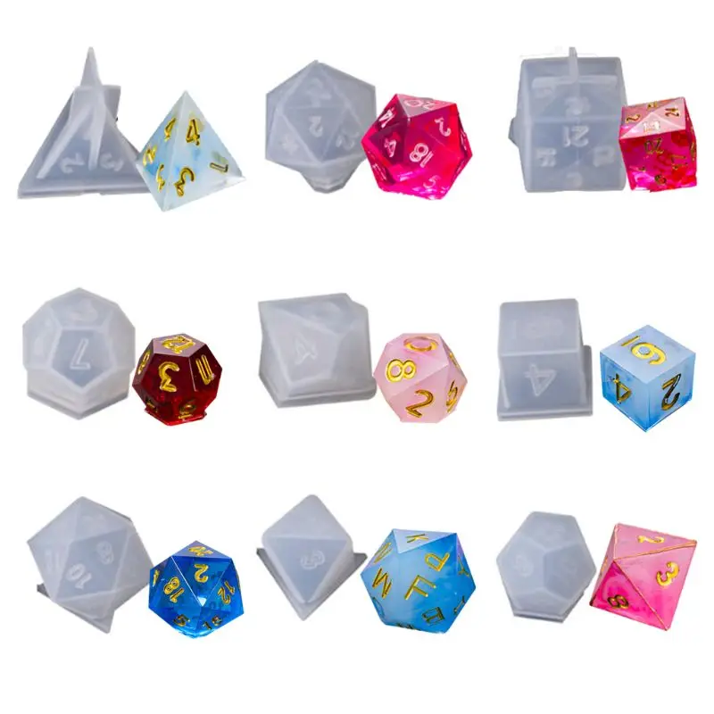 9 Pack Shapes Crystal Epoxy Mold Dice Fillet Shape Multi-spec Digital Game High Mirror dice mold silicone Mould Making P9YF
9 Pack Shapes Crystal Epoxy Mold Dice Fillet Shape Multi-spec Digital Game High Mirror dice mold silicone Mould Making P9YF