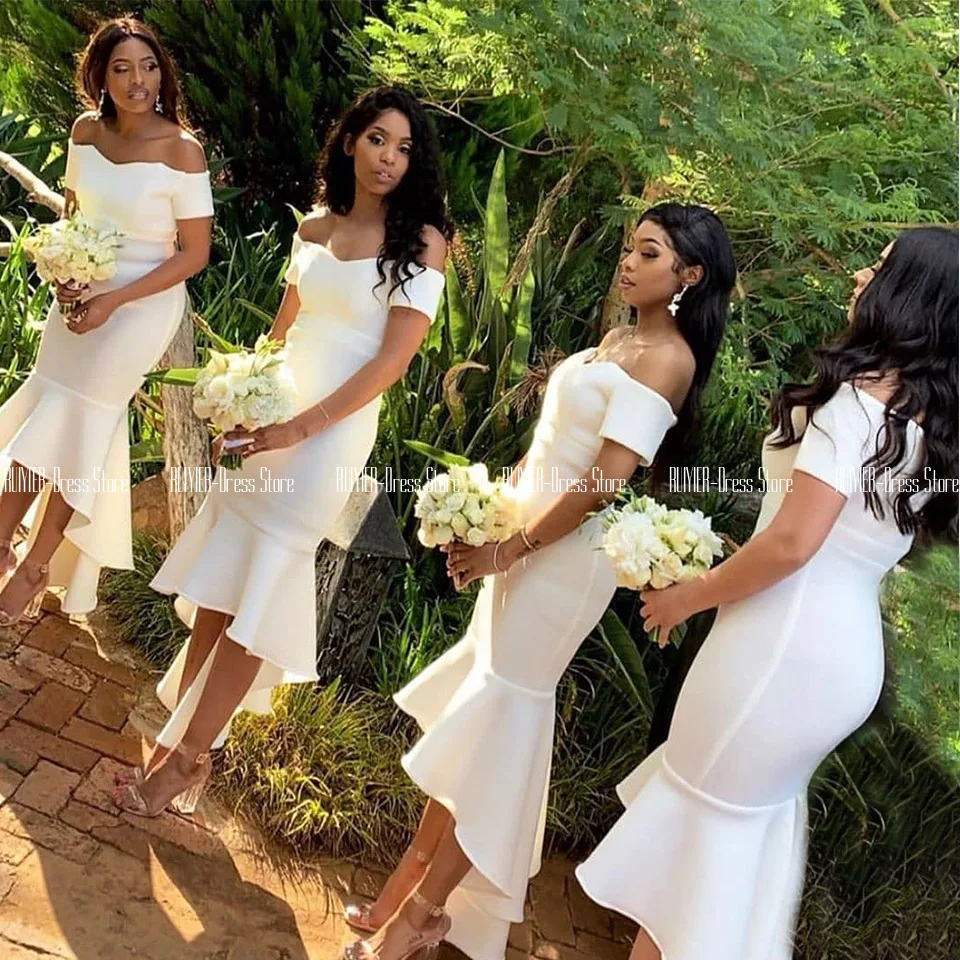 White Mermaid Wedding Guest Dress Lady Honor Off The Shoulder High-Low Bridesmaid Dresses For Wedding Party Lace Up Back Prom
White Mermaid Wedding Guest Dress Lady Honor Off The Shoulder High-Low Bridesmaid Dresses For Wedding Party Lace Up Back Prom
