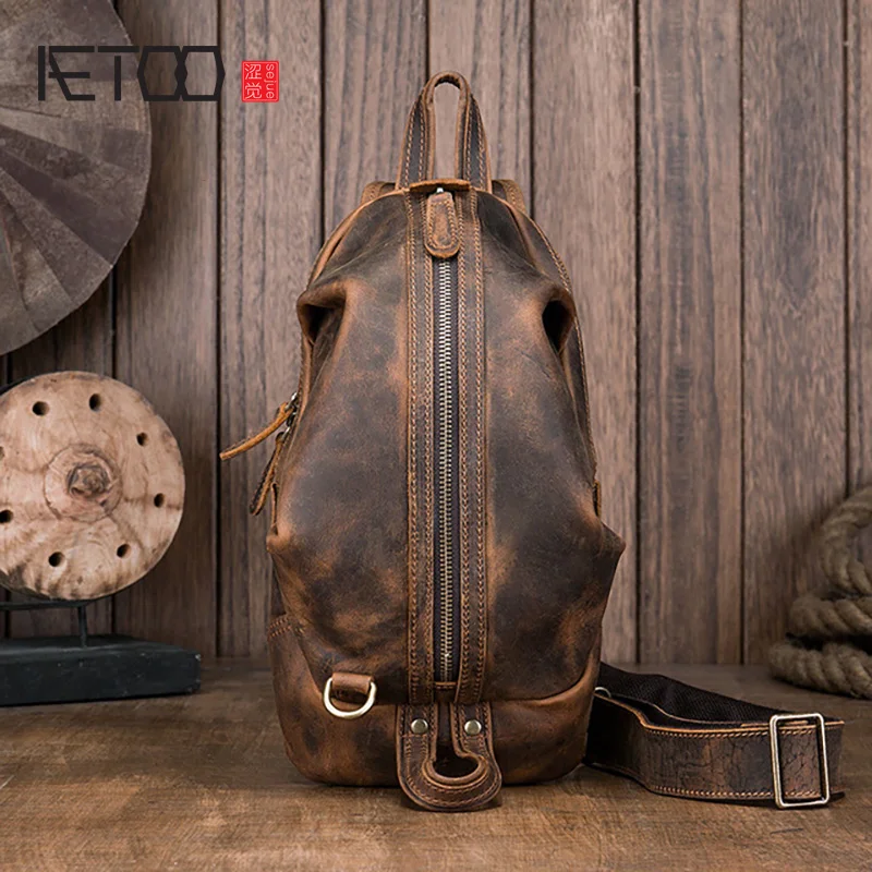 AETOO Cowhide chest bag, men's casual personality messenger bag, trendy crazy horse leather retro men's bag
AETOO Cowhide chest bag, men's casual personality messenger bag, trendy crazy horse leather retro men's bag