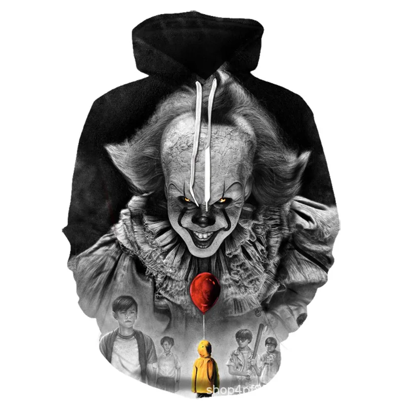 Herfst Nieuwe Film 3D Afdrukken Hoodies Kostuum Mannen Vrouwen Cartoon Clown Halloween Sweatshirt
Herfst Nieuwe Film 3D Afdrukken Hoodies Kostuum Mannen Vrouwen Cartoon Clown Halloween Sweatshirt