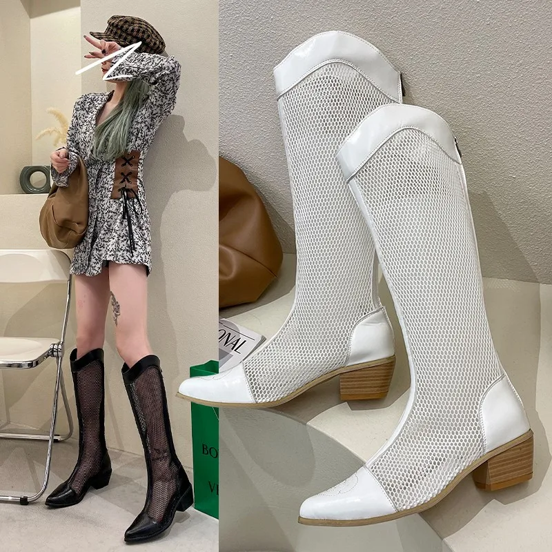 Women Sandals Square Heel Sandals Cool Boots 2021 Summer New Mesh Hollow Outs Roman Shoe Pointed Toe Sandalias Femininas Sandal
Women Sandals Square Heel Sandals Cool Boots 2021 Summer New Mesh Hollow Outs Roman Shoe Pointed Toe Sandalias Femininas Sandal
