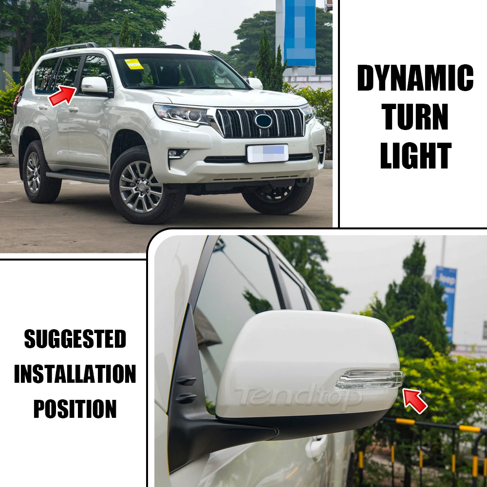 Для Toyota Land Cruiser LC200 FJ200 Prado FJ150 2010-2020 светодиодная подсветка с боковым зеркалом