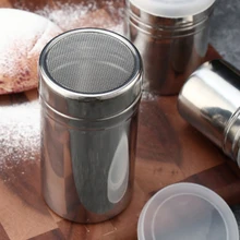 ​Powder Sugar Shaker with Lid Cinnamon Icing Cans Cocoa Flour Cinnamon Icing Stainless Steel Fine Mesh Shaker Sugar Powder
