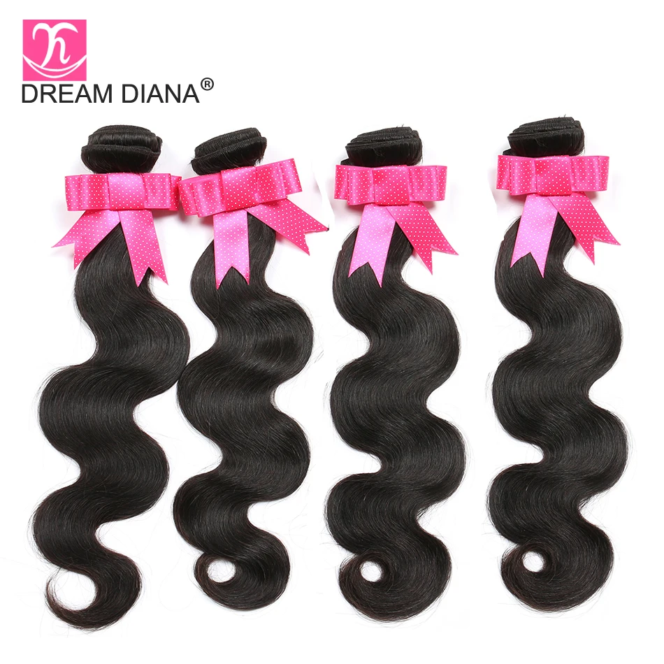 

DreamDiana Indian Body Wave Bundle 100 Gram 8"-34" Dyeable Hair Bundles Natural Color Remy Weaving 100% Human Hair Extensions M