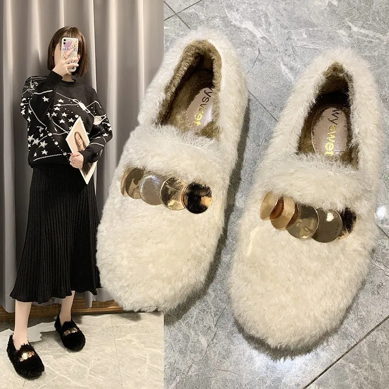 Plush Flats Shoes Woman Winter External Wear Korean Version Flat Shoes Cotton Shoes White Comfort Women Daily Casual Footwear
Plush Flats Shoes Woman Winter External Wear Korean Version Flat Shoes Cotton Shoes White Comfort Women Daily Casual Footwear