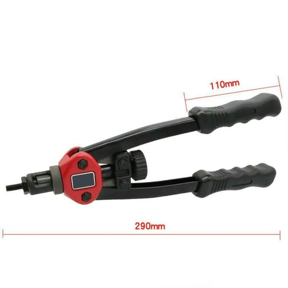 BT-606 1pcs Riveter Tool Black + Red 1pcs Wrench Durable Kit Length 330mm