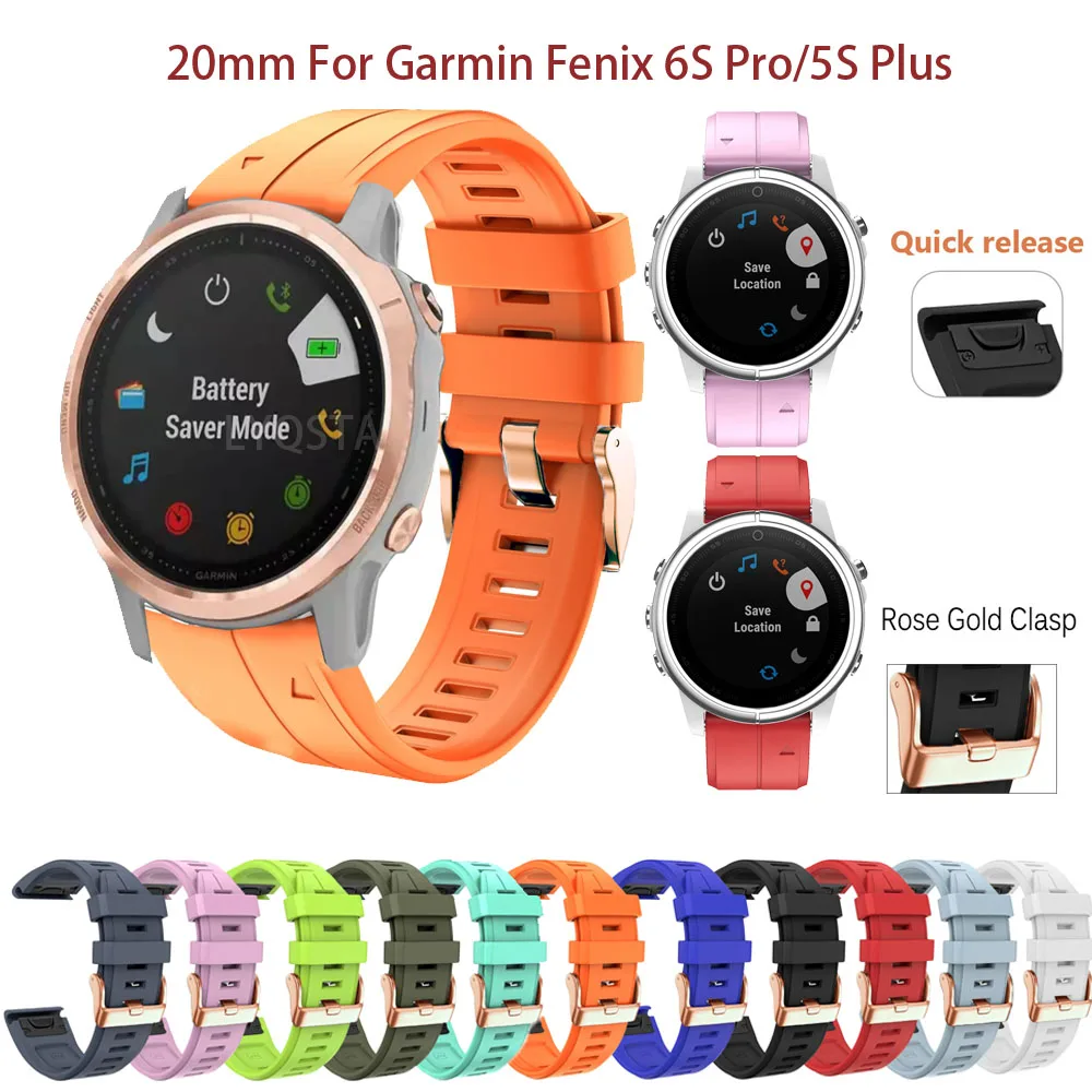 Rose gold buckle Silicone Watchband for Garmin Fenix 6s 6s Pro 5S 5S Plus Watch 20mm Quick Release Easyfit Replace Wrist Band
Rose gold buckle Silicone Watchband for Garmin Fenix 6s 6s Pro 5S 5S Plus Watch 20mm Quick Release Easyfit Replace Wrist Band