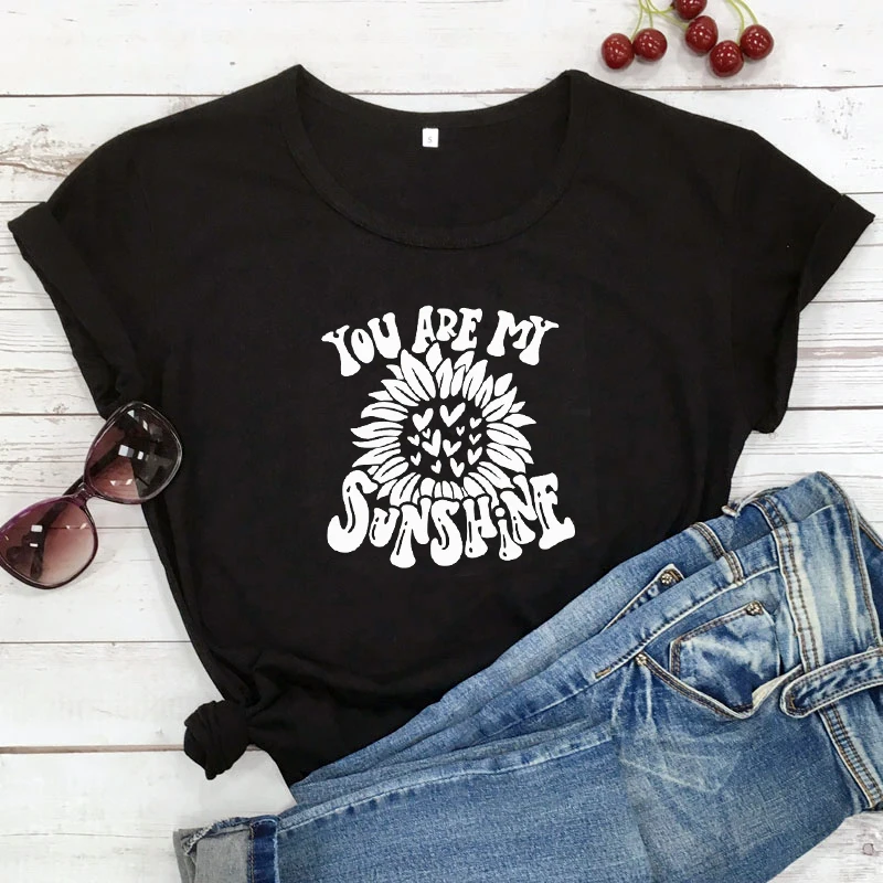 You Are My Sunshine Sunflower T-shirt Trendy Inspirational Quote Tshirt Clothes Vintage Women Hipster Graphic Tee Shirt Top
You Are My Sunshine Sunflower T-shirt Trendy Inspirational Quote Tshirt Clothes Vintage Women Hipster Graphic Tee Shirt Top