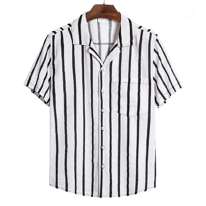 Casual Men Striped Shirt Breathable Loose Lapel Neck Short Sleeve Tops 2020 Streetwear Vacation Brand Shirts Men Camisa
Casual Men Striped Shirt Breathable Loose Lapel Neck Short Sleeve Tops 2020 Streetwear Vacation Brand Shirts Men Camisa