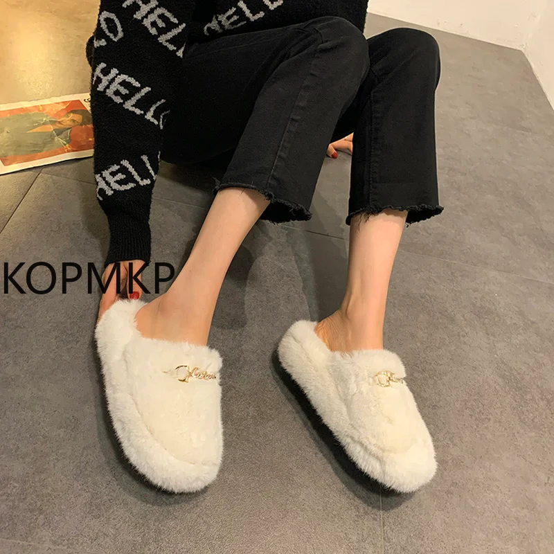 Metal Buckle Baotou Half Slippers for Women 's Wear Furry Slides Fluffy Slippers Plush Viscose Shoes Flat Heel Fur Solid Color
Metal Buckle Baotou Half Slippers for Women 's Wear Furry Slides Fluffy Slippers Plush Viscose Shoes Flat Heel Fur Solid Color