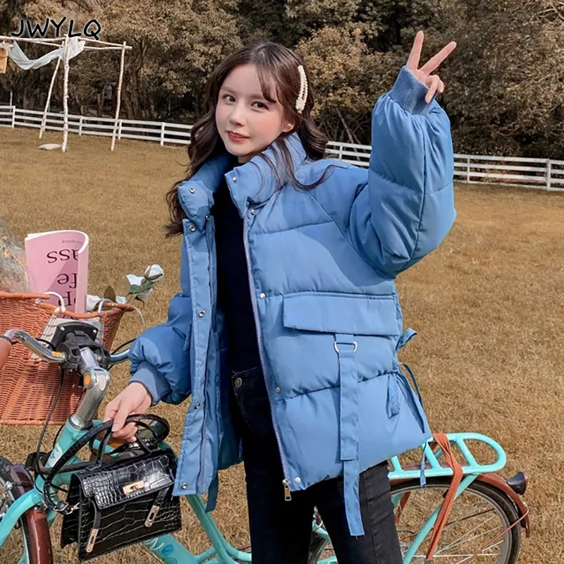 Autumn Winter Stand Collar Thick Warm Preppy Style Coat Women Solid Color Sweet Cotton-padded Outwear New Loose Oversized Jacket 
Autumn Winter Stand Collar Thick Warm Preppy Style Coat Women Solid Color Sweet Cotton-padded Outwear New Loose Oversized Jacket
