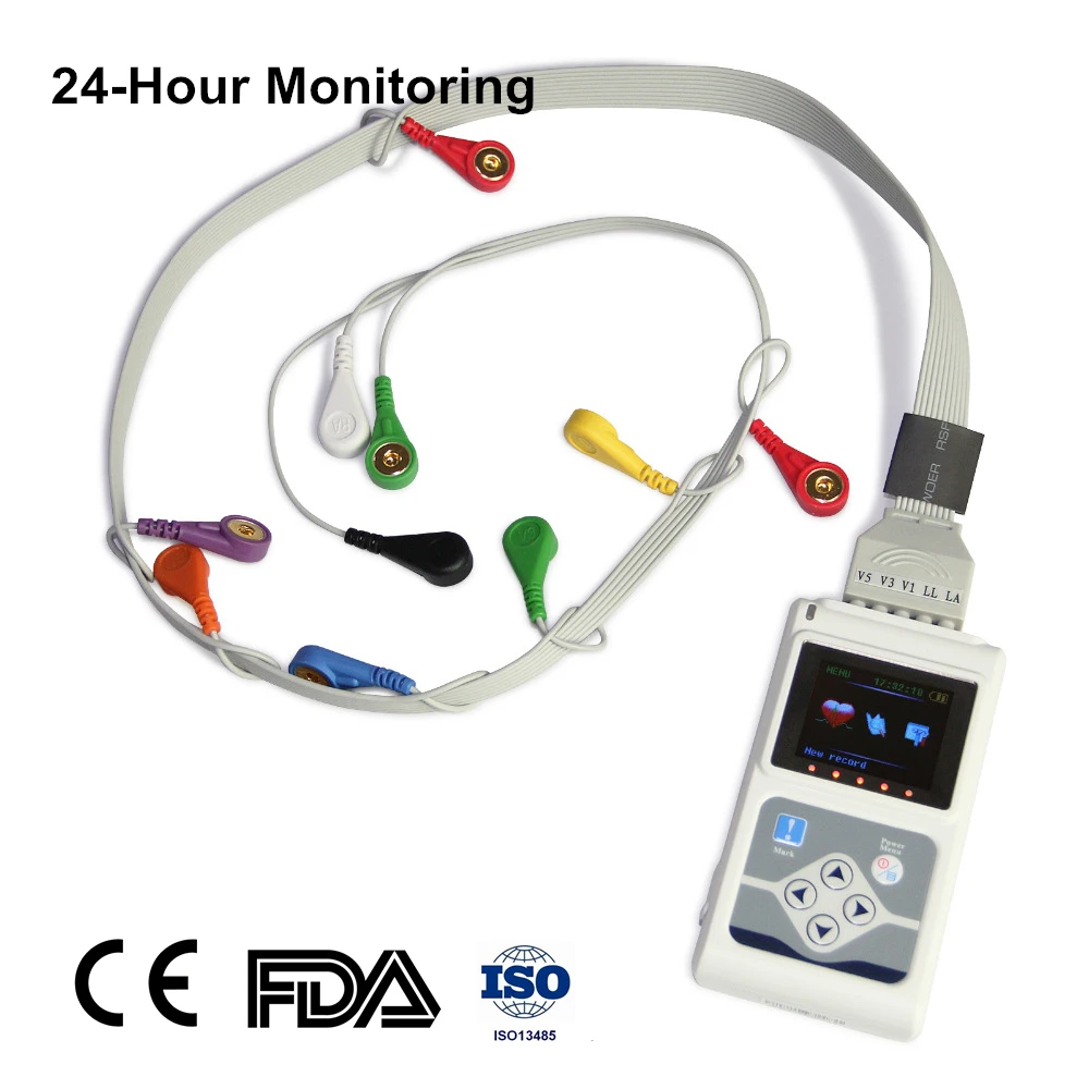 

12 Channel Dynamic ECG Holter EKG System Heart Rate Tester EKG Holter Cardiac Monitor 24 Hours TLC5000