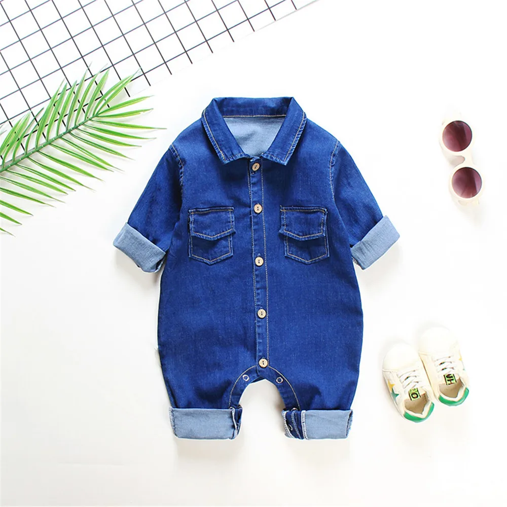 Baby Boys Solid Color Soft Jeans Rompers Long Sleeve Pockets Decor Casual Fashion Loose Fit Jeans Rompers
Baby Boys Solid Color Soft Jeans Rompers Long Sleeve Pockets Decor Casual Fashion Loose Fit Jeans Rompers