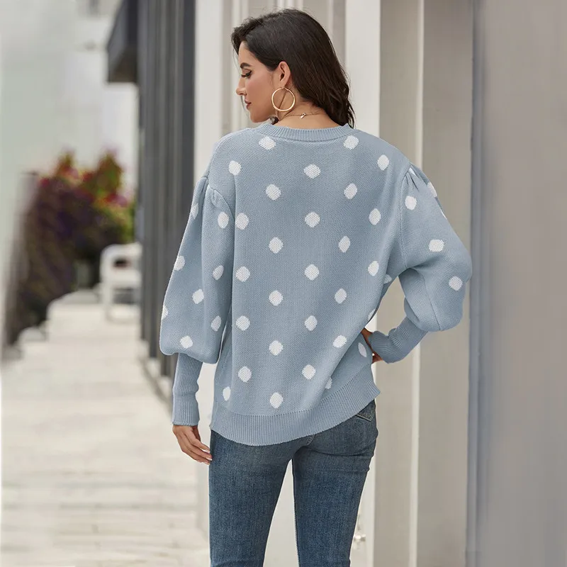 Leosoxs 2020 Spring Autumn New Fashion O Nekck Lantern Sleeve Women's Keep Warm Sweaters Casual Polka Dot Ladies Knit Sweaters 
Leosoxs 2020 Spring Autumn New Fashion O Nekck Lantern Sleeve Women's Keep Warm Sweaters Casual Polka Dot Ladies Knit Sweaters