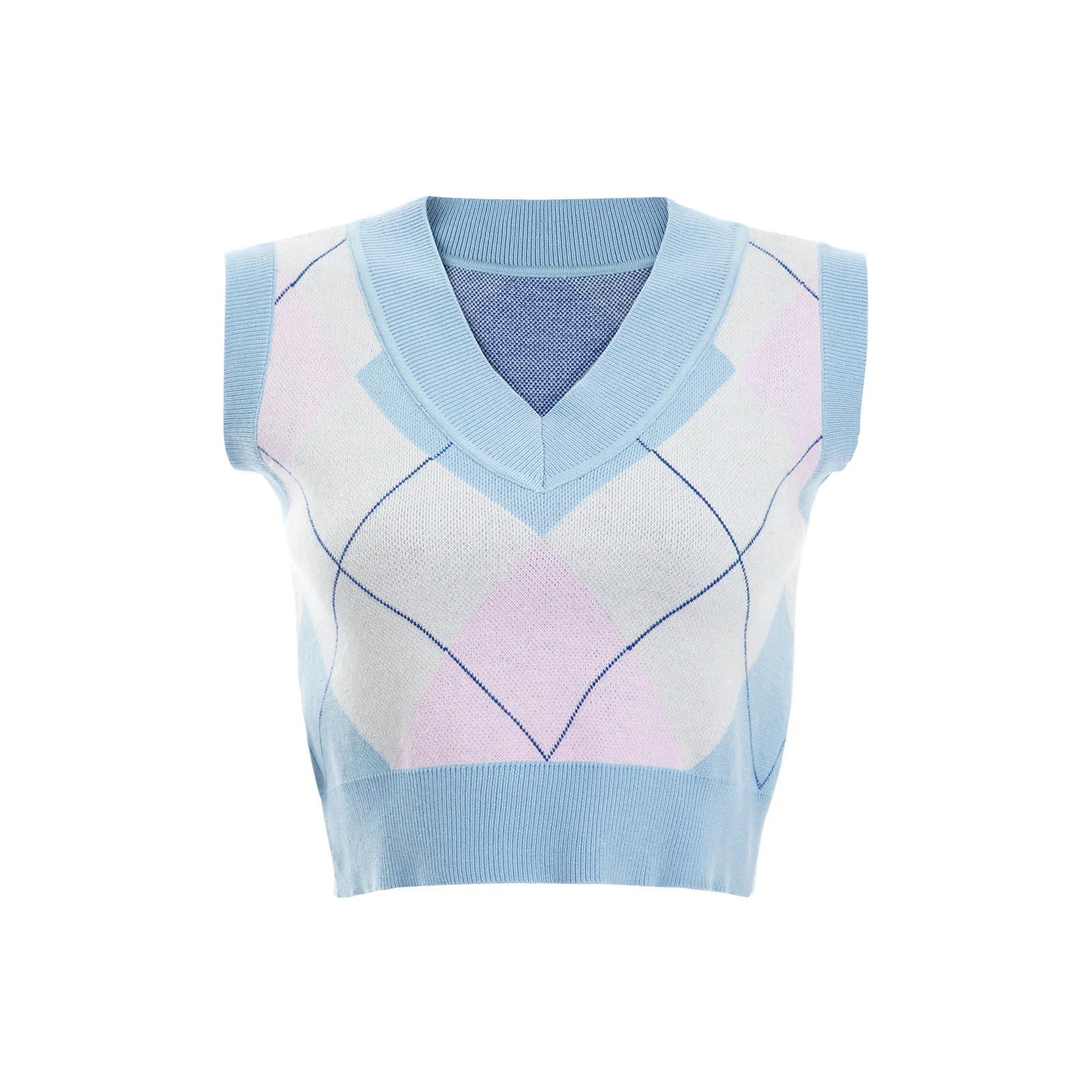 Women’s Casual V-neck Knitted Vest Fashion Contrast Color Plaid Short Style Sleeveless Tops
Women’s Casual V-neck Knitted Vest Fashion Contrast Color Plaid Short Style Sleeveless Tops