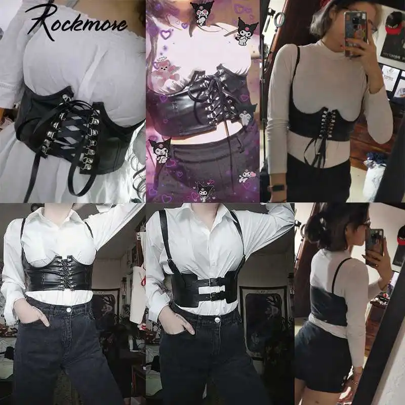 Rockmore Gothic PU Leather Corset Women Lace Up Crop Top Punk Style Corselet Wear Out Bustiers Cummerbunds Tops Streetwear mujer
Rockmore Gothic PU Leather Corset Women Lace Up Crop Top Punk Style Corselet Wear Out Bustiers Cummerbunds Tops Streetwear mujer
