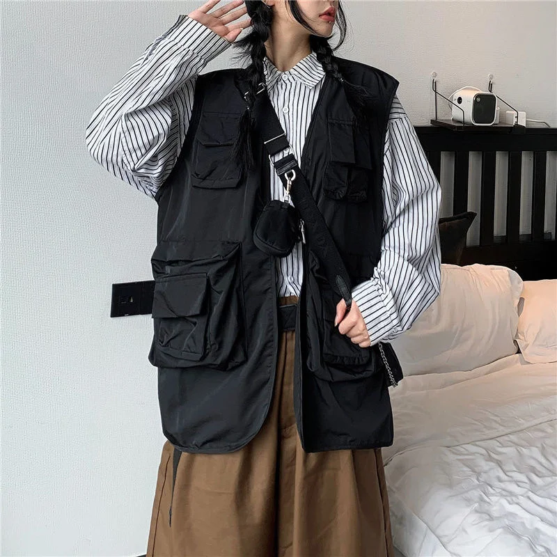 Autumn Gray Black Tooling Vest Men Fashion Retro Multi-pocket Vest Men Streetwear Loose Hip-hop Sleeveless Jacket Mens Outwear
Autumn Gray Black Tooling Vest Men Fashion Retro Multi-pocket Vest Men Streetwear Loose Hip-hop Sleeveless Jacket Mens Outwear