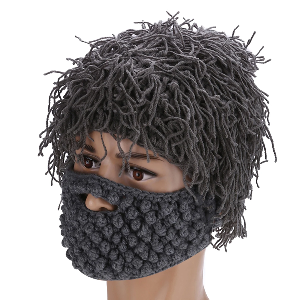 

New Warm Beard Hat Mustache Knit Crochet Beanie Cap Men Winter Warm Keep Cover Face Funny Hat Black / Gray