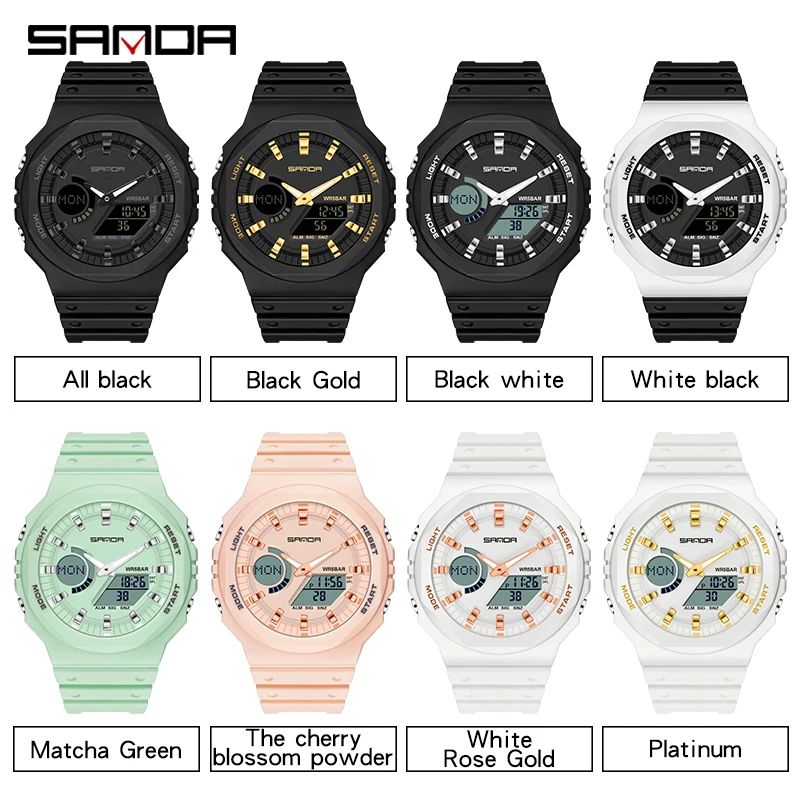 SANDA Top Luxury Men's Quartz Watches Waterproof S-Shock Men Military Sport Watch Dual Display Luminous Wristwatch Orologio uomo |