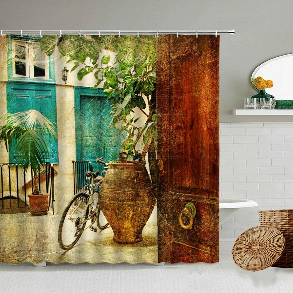 European And American Street Alley Shower Curtain Garden Flower Scenery Bathroom Wall Decoration With Hook Waterproof Screen Set
European And American Street Alley Shower Curtain Garden Flower Scenery Bathroom Wall Decoration With Hook Waterproof Screen Set