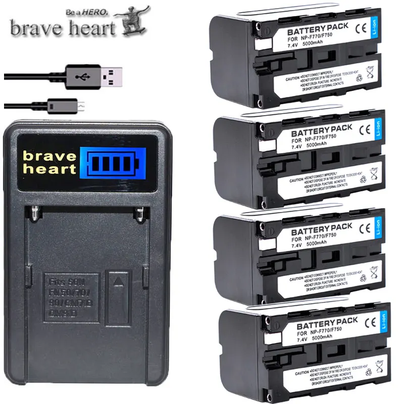 4x bateria NP F770 F750 np f750 NPF770 750 батареи + ЖК дисплей USB Зарядное устройство для Sony