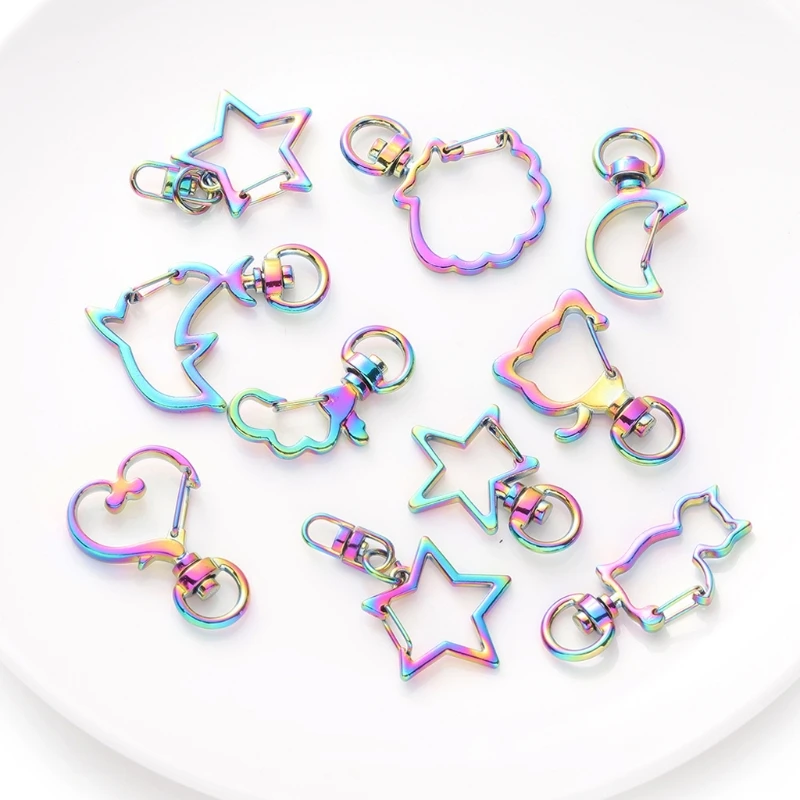10pcs Rainbow Metal Snap Hook Lobster Clasp Lanyard with Keyring for Keychain Heart Star Cat Key Chain Open Bezel DIY
10pcs Rainbow Metal Snap Hook Lobster Clasp Lanyard with Keyring for Keychain Heart Star Cat Key Chain Open Bezel DIY