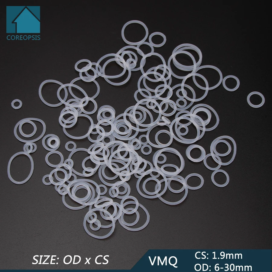 100 шт., силиконовые резиновые уплотнительные кольца VMQ, сменные белые уплотнительные кольца, прокладка, шайба OD 6 мм-30 мм CS 1,9 мм, аксессуары дл...
100 шт., силиконовые резиновые уплотнительные кольца VMQ, сменные белые уплотнительные кольца, прокладка, шайба OD 6 мм-30 мм CS 1,9 мм, аксессуары дл...