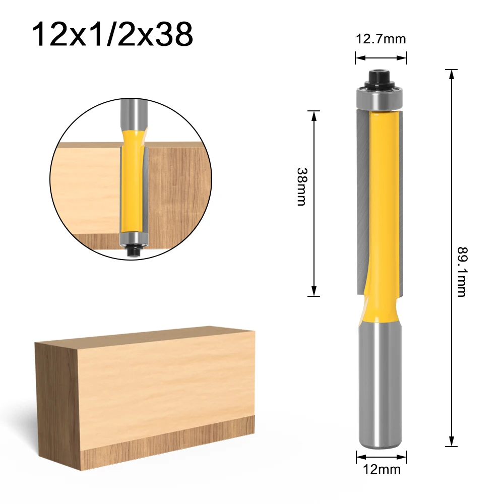1 шт. 12 мм хвостовик с длинным лезвием Концевая фреза концевой подшипник для