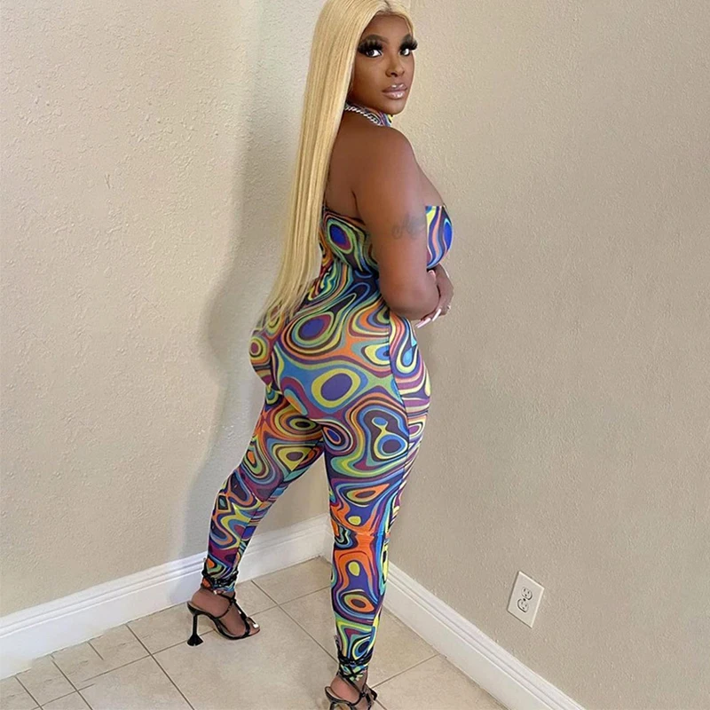 CIBBAR Tie Dye Printing Irregular Jumpsuits For Women Summer One Shoulder Hollow Out Backless Bodycon Sexy Clubwear Overalls
CIBBAR Tie Dye Printing Irregular Jumpsuits For Women Summer One Shoulder Hollow Out Backless Bodycon Sexy Clubwear Overalls