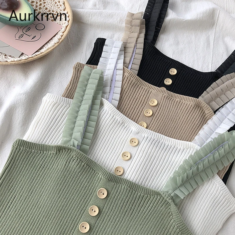 Aurkrrvn Woman Crop Tops Single Breasted Strap Sexy Womens Spaghetti Tops Solid Knitted Female White Camis for Women Summer 2020
Aurkrrvn Woman Crop Tops Single Breasted Strap Sexy Womens Spaghetti Tops Solid Knitted Female White Camis for Women Summer 2020