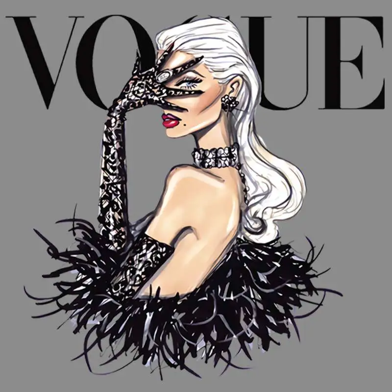 VOGUE Girl Hot Stamping Stickers Sexy Lady Patches Iron on Transfer for Women's Clothing T-shirts Thermo Stickers Custom Patch
VOGUE Girl Hot Stamping Stickers Sexy Lady Patches Iron on Transfer for Women's Clothing T-shirts Thermo Stickers Custom Patch