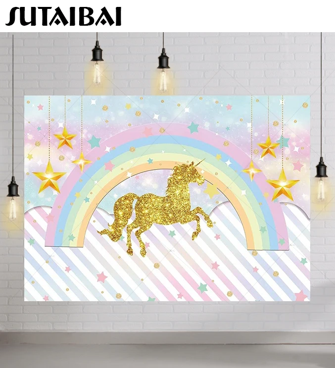 Rainbow Unicorn Backdrop Girl Birthday Party Photo Background Golden Glitter Star Stripes Pink Baby Shower Cake Table Decor
Rainbow Unicorn Backdrop Girl Birthday Party Photo Background Golden Glitter Star Stripes Pink Baby Shower Cake Table Decor