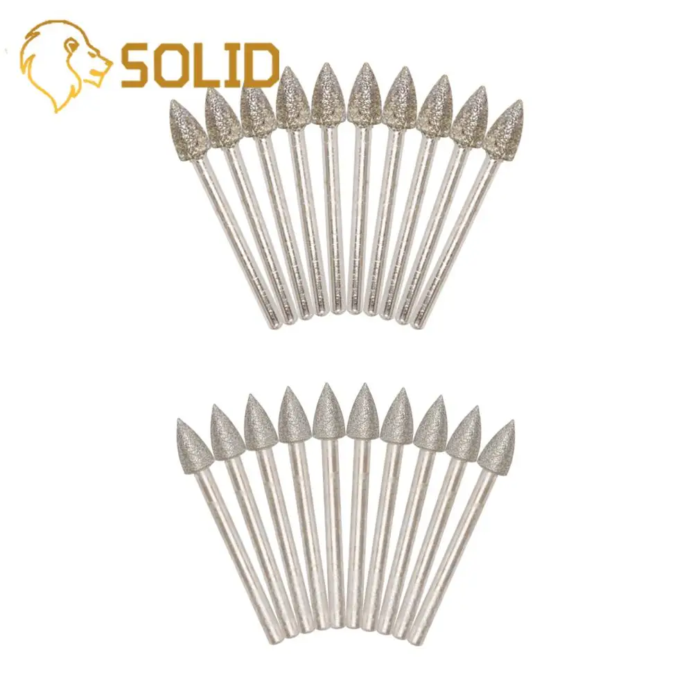 Diamond Grinding Head 3X6mm for Burrs Metal Stone Jade Engraving Carving Tools 150# 46# 20Pcs/Set
Diamond Grinding Head 3X6mm for Burrs Metal Stone Jade Engraving Carving Tools 150# 46# 20Pcs/Set
