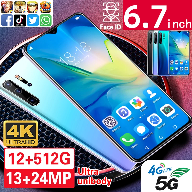 P30Pro 6.7inch Smartphone Android Mobile Phones 12+512GB 13+24MP Cheap Phone 4K Unibody Push-button Phone Unlocked Cell Phones
P30Pro 6.7inch Smartphone Android Mobile Phones 12+512GB 13+24MP Cheap Phone 4K Unibody Push-button Phone Unlocked Cell Phones