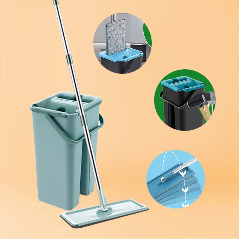 Squeeze Mop With Bucket Head 360 Rotating Flat Mop With Microfiber Pads Hand-free Wash Floor Mop Wet And Dry Home Cleaning Tool
Squeeze Mop With Bucket Head 360 Rotating Flat Mop With Microfiber Pads Hand-free Wash Floor Mop Wet And Dry Home Cleaning Tool