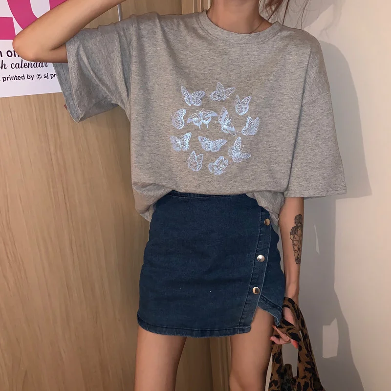 Houthion Loose Plus Size Women's T-shirt Fashion Short Sleeve T Shirt New Casual Top Butterfly Print O-neck Tshirt Summer
Houthion Loose Plus Size Women's T-shirt Fashion Short Sleeve T Shirt New Casual Top Butterfly Print O-neck Tshirt Summer