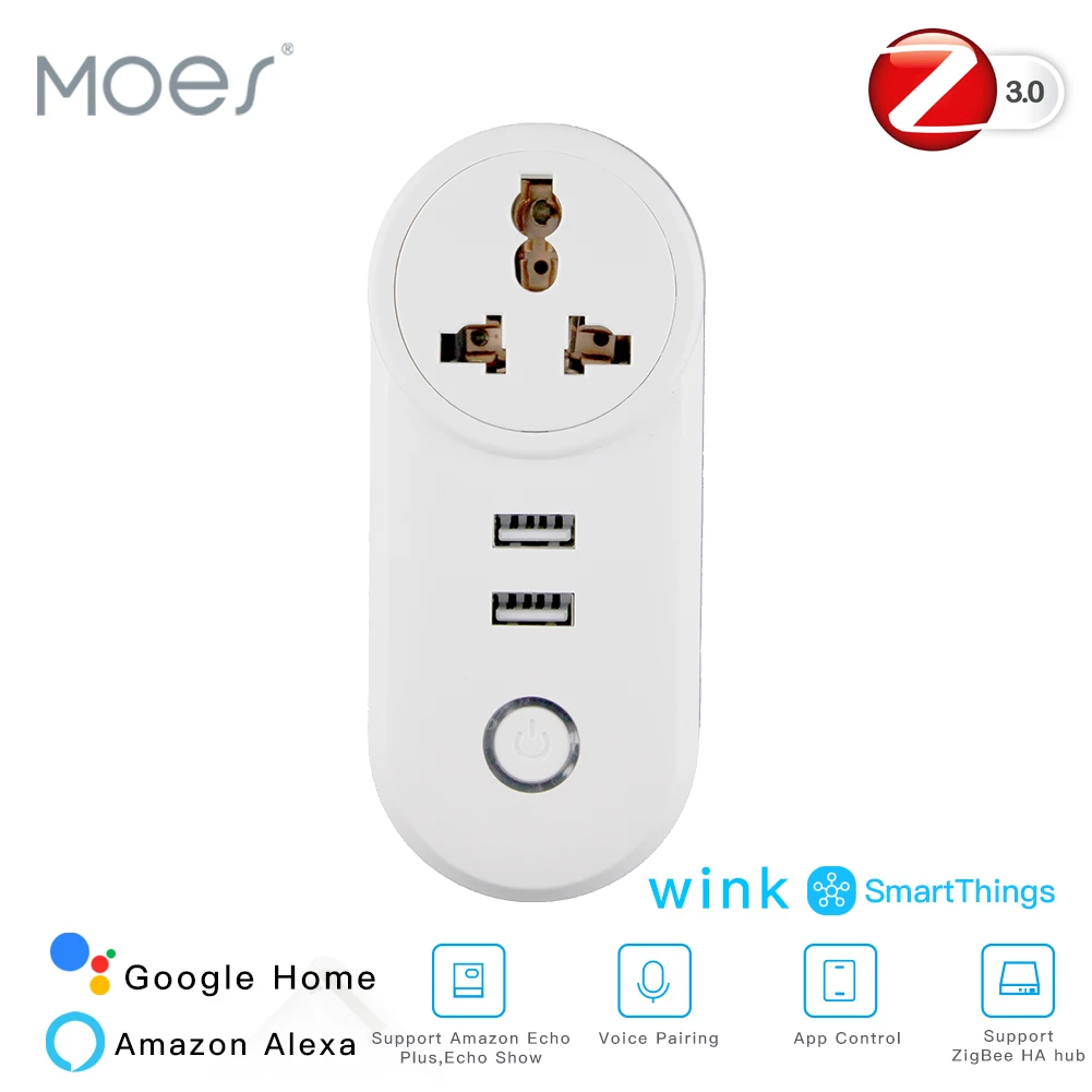 IN ZigBee3.0 Dual USB Wireless Socket Plug SmartThings App Remote Control Echo Plus Voice Control Work with Alexa Google Home
IN ZigBee3.0 Dual USB Wireless Socket Plug SmartThings App Remote Control Echo Plus Voice Control Work with Alexa Google Home