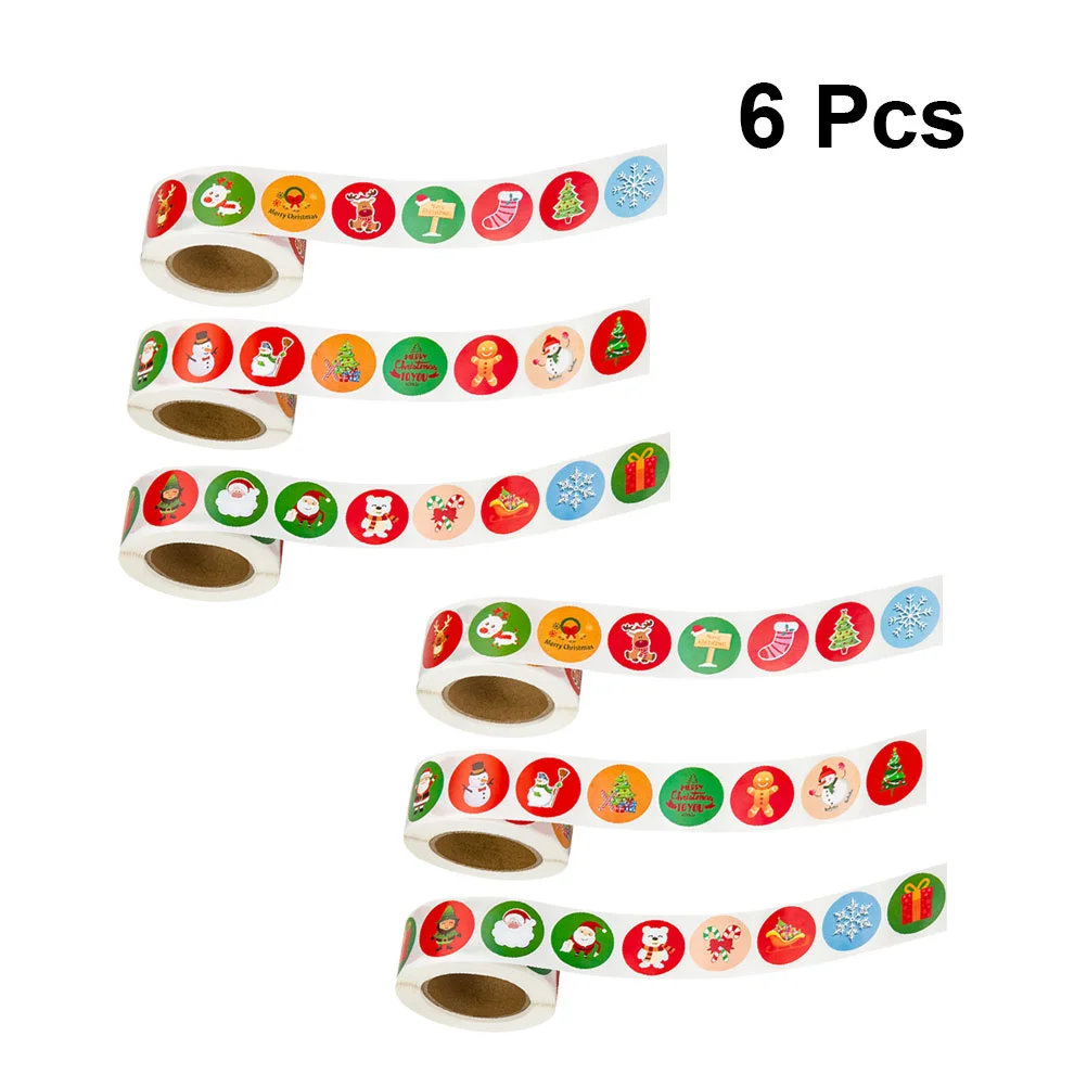 6 рулонов рождественских круглых наклеек, Праздничные наклейки для упаковки конфет 
6 рулонов рождественских круглых наклеек, Праздничные наклейки для упаковки конфет