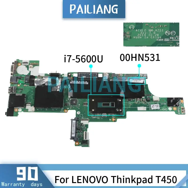 Для LENOVO Thinkpad T450 i7-5600U материнская плата 00HN531 NM-A251 SR23V Материнская ноутбука Проверка
