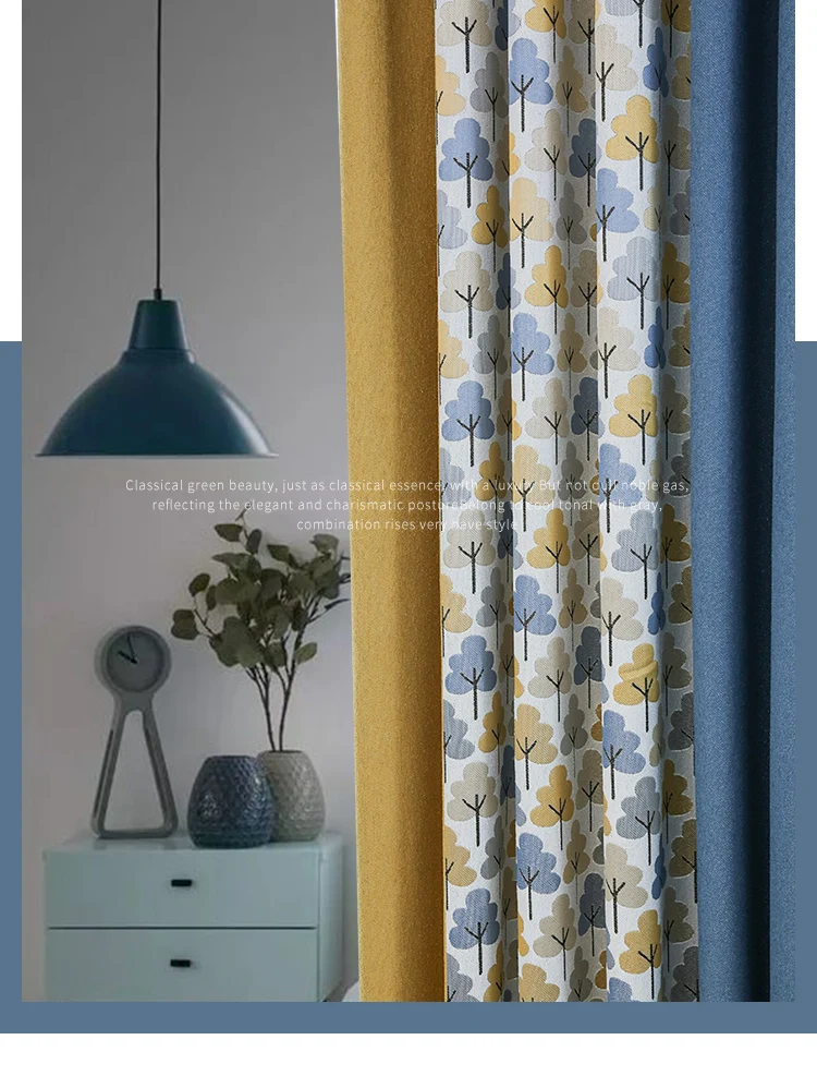 

Занавески на заказ, простые современные шторы в скандинавском стиле, синие, желтые, синельные шенильные, окна, кружевные, светонепроницаемы...