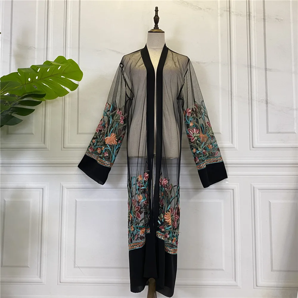 Модная верхняя одежда с вышивкой мусульманское кимоно халаты Дубайский модный